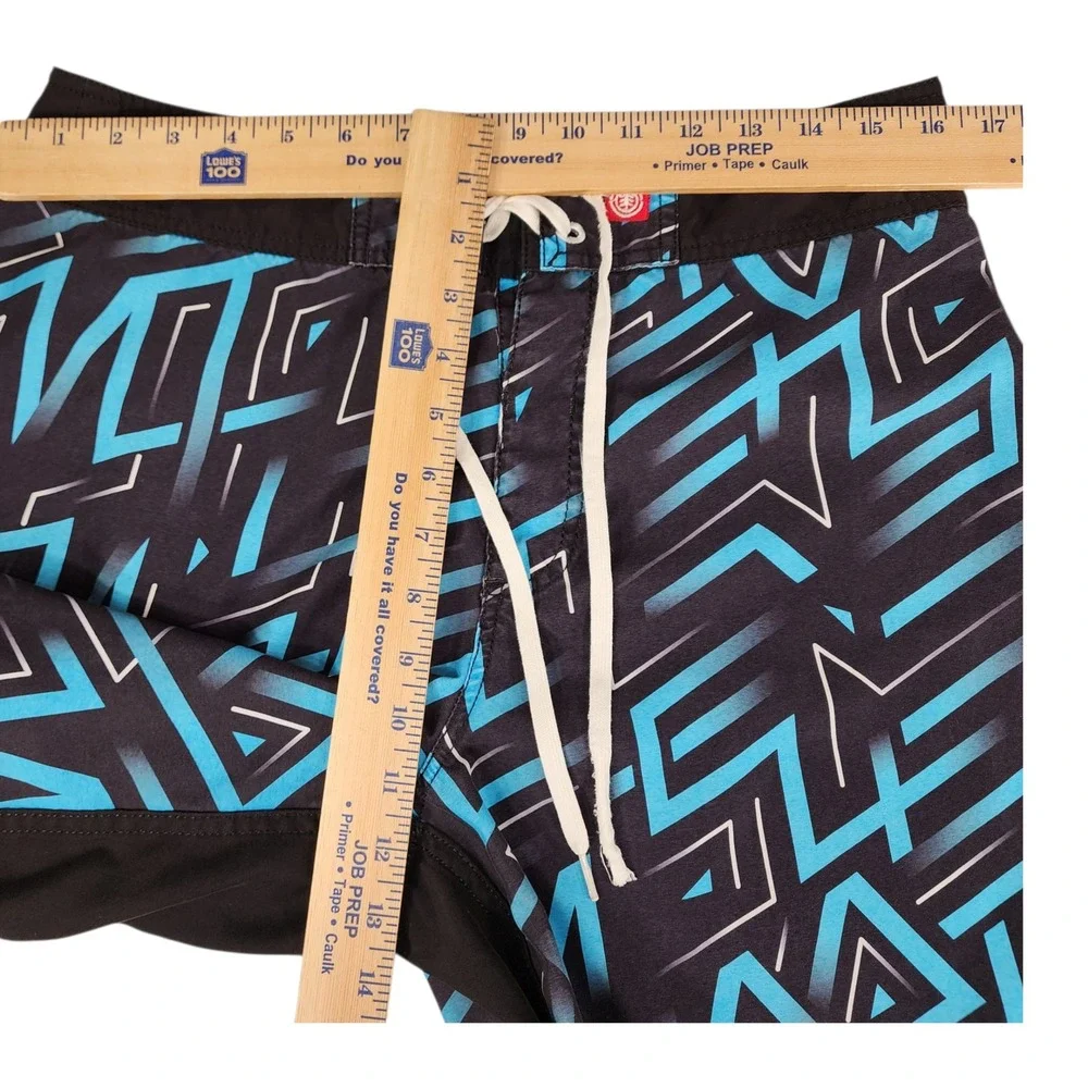 Y2K Element Board Short sz 32 Men Absrrsct Blue Geometric Swim Surf Skater Beach